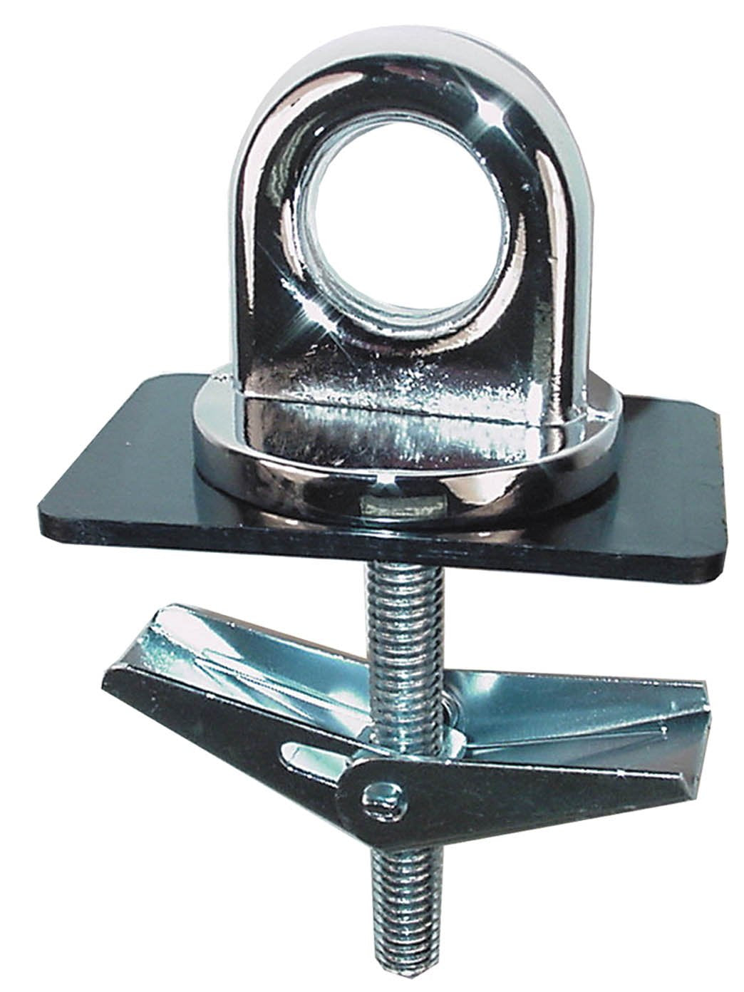 Keeper anchor point front view showing chrome finish and toggle bolt benefit of durability