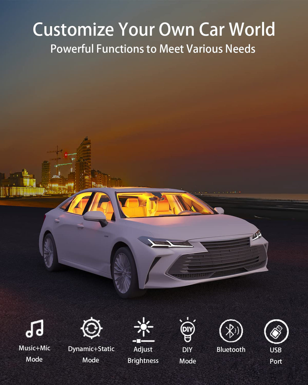 Keepsmile lights pulsing to music enhancing in-car entertainment