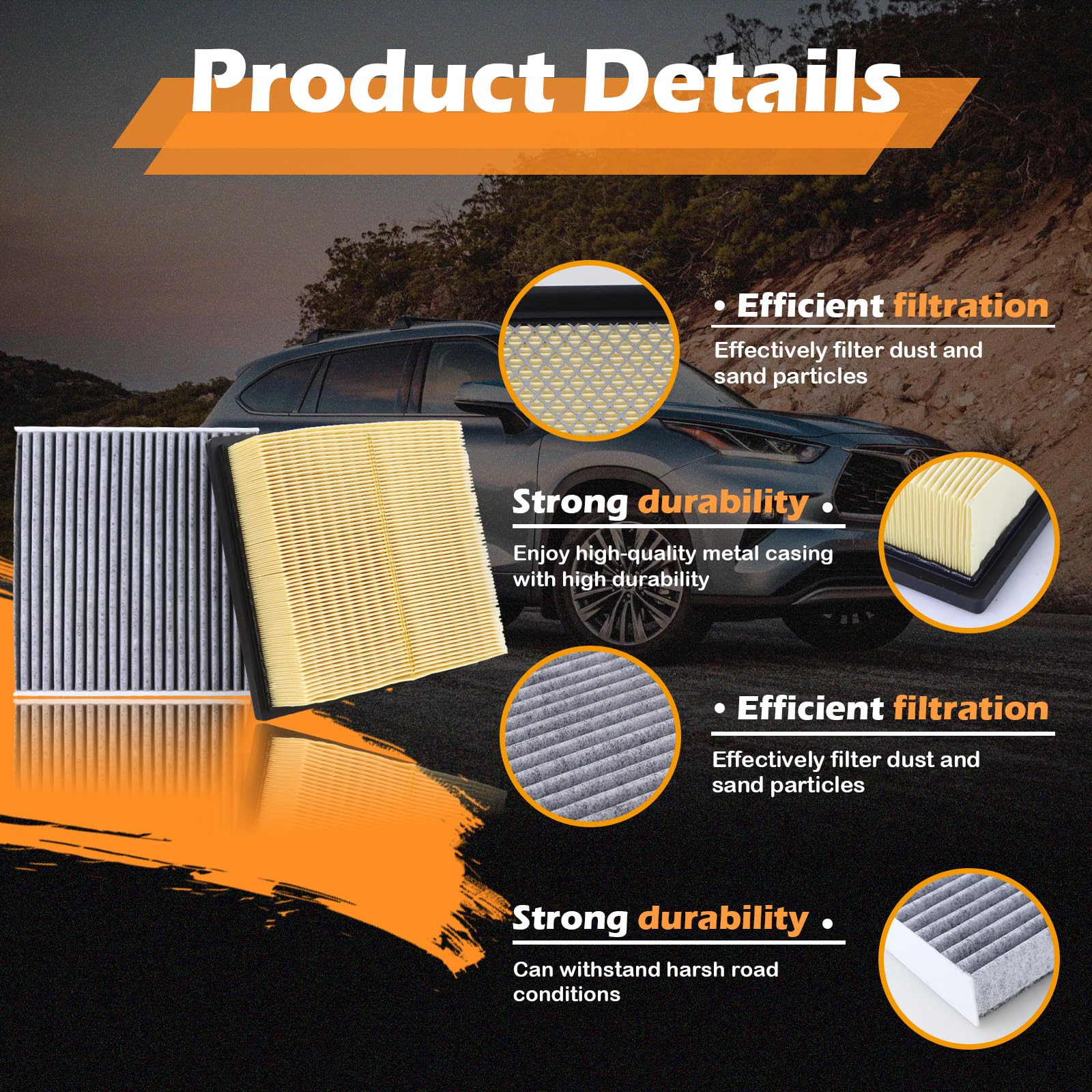 Kefly filters installed under hood demonstrating easy direct-fit replacement
