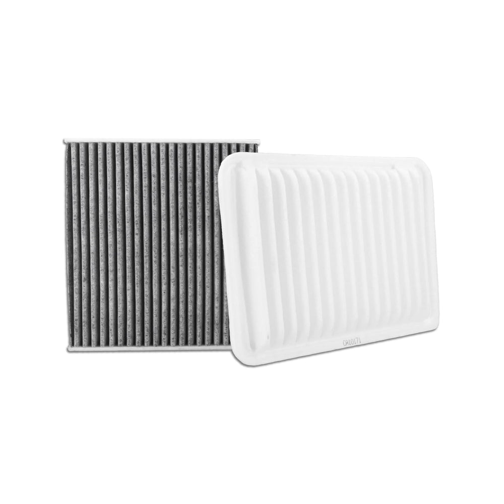 Kefly front packaging of engine and cabin filter kit showing contents and fitment benefit