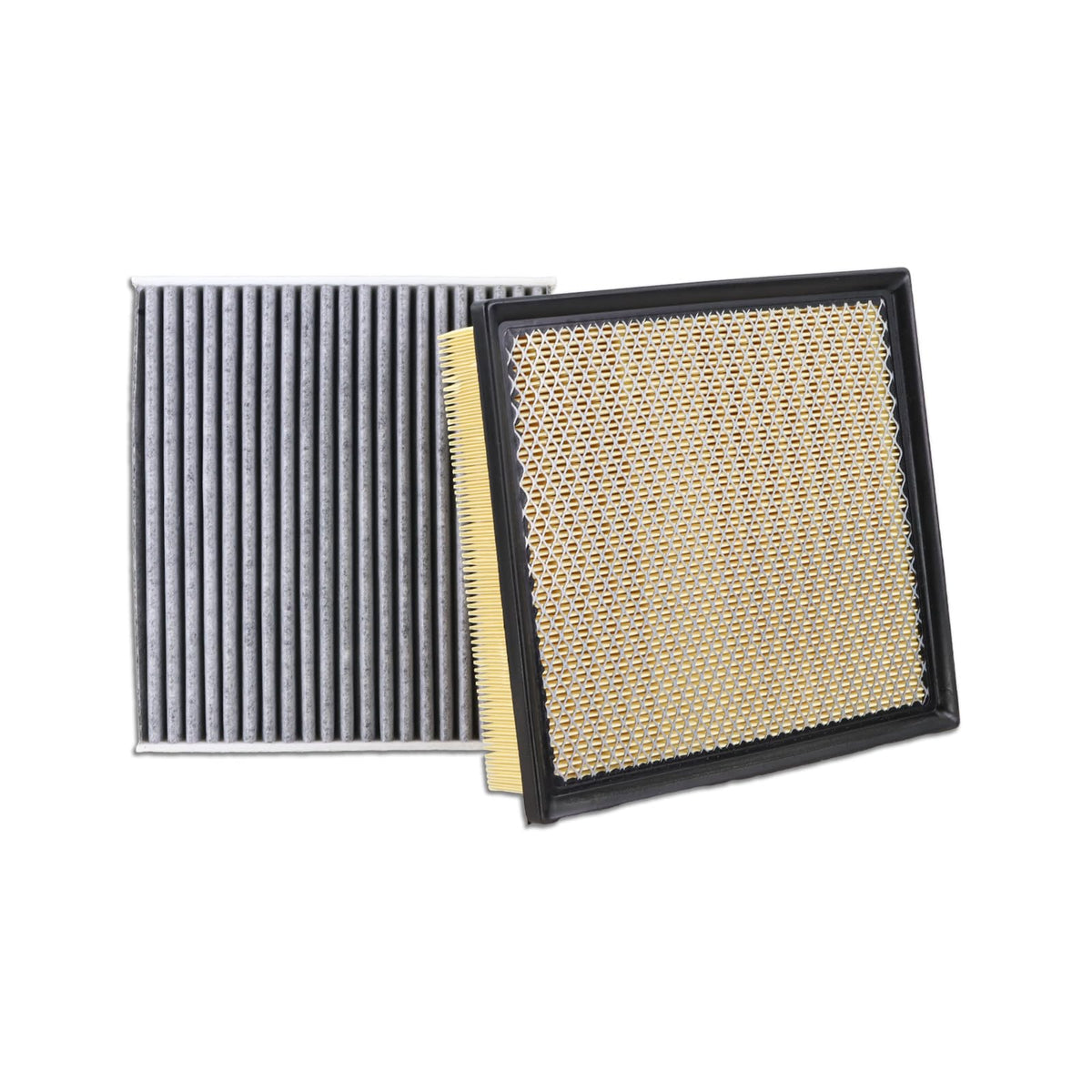 Kefly front packaging showing both engine and cabin filters, clear fitment benefit