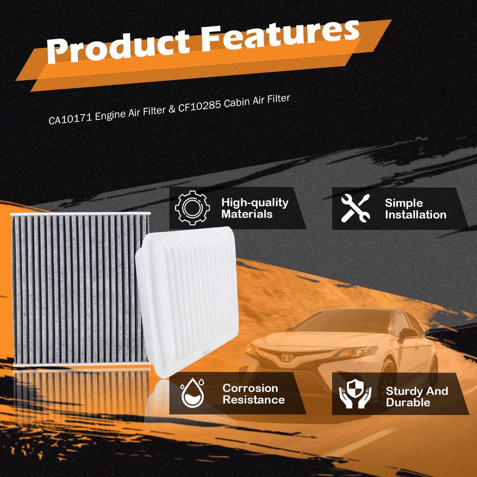 Kefly engine filter installed under hood demonstrating easy replacement and engine protection
