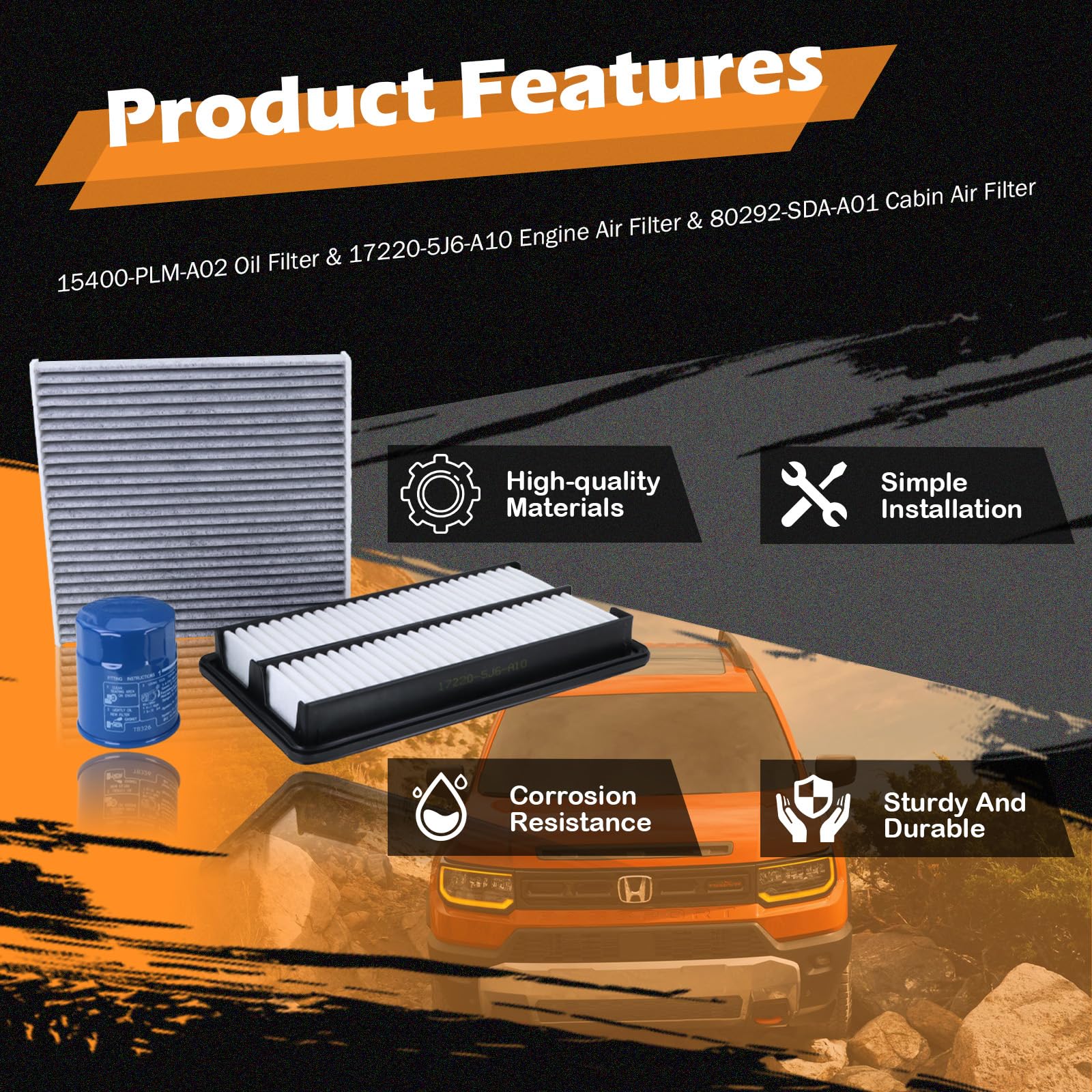 Kefly filters installed in Honda engine bay demonstrating correct OEM fitment