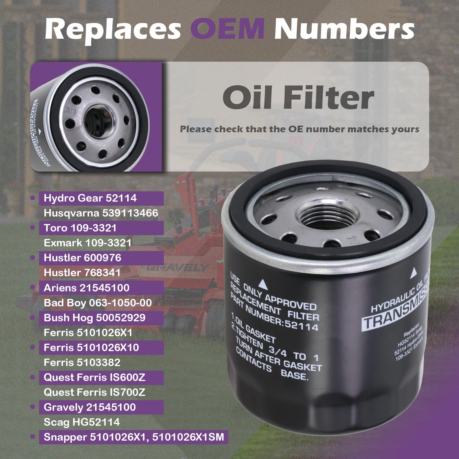 Kefly oil filter side label closeup highlighting model compatibility benefit