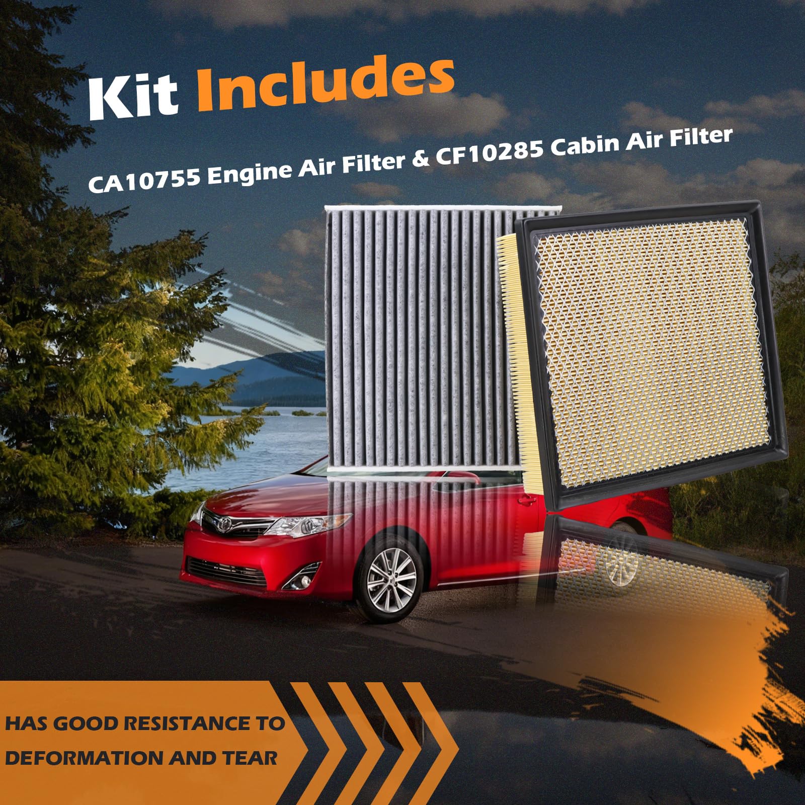 Kefly engine and cabin filters side-by-side showing correct kit sizing