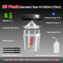 KEHE REFINISH transparent 20oz liner close-up with visible calibration for accurate mixing