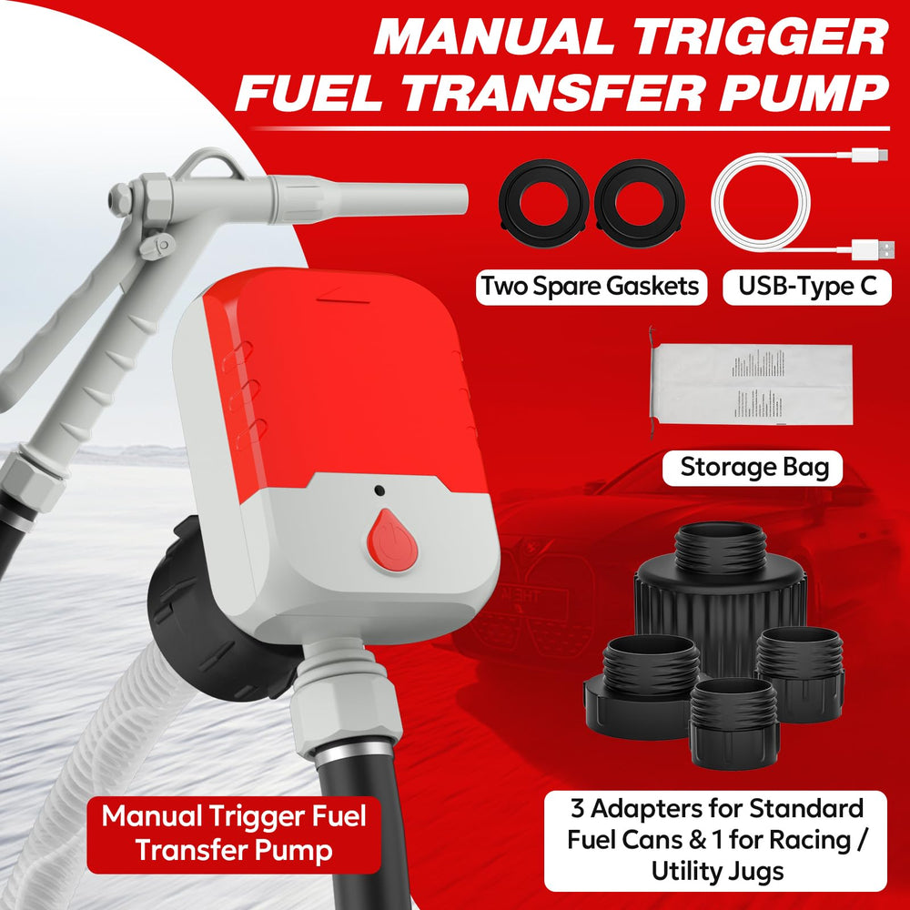 keimi pump in use with gas can demonstrating tidy, spill-reduced refueling