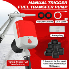 keimi pump in use with gas can demonstrating tidy, spill-reduced refueling