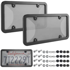 KEKTNP clear frame front view showing full plate visibility and sleek protection