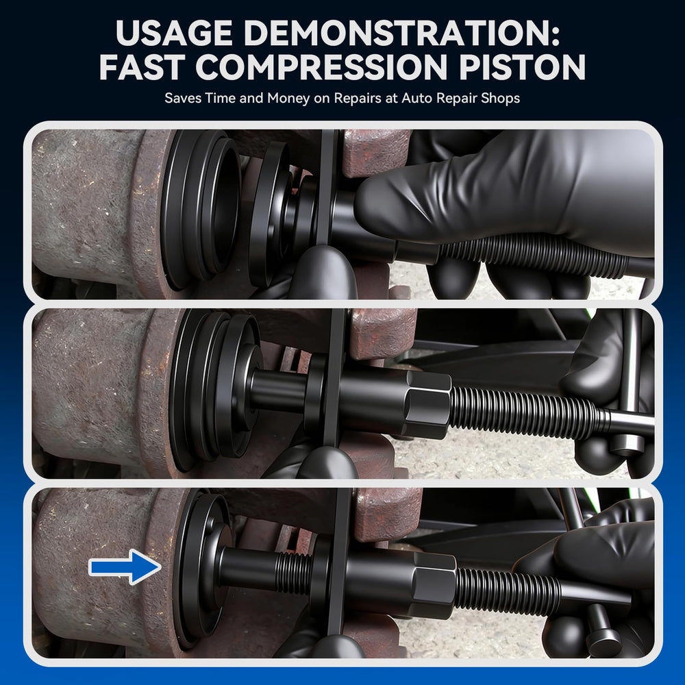 KELIN tool in use winding back a brake piston for safe retraction