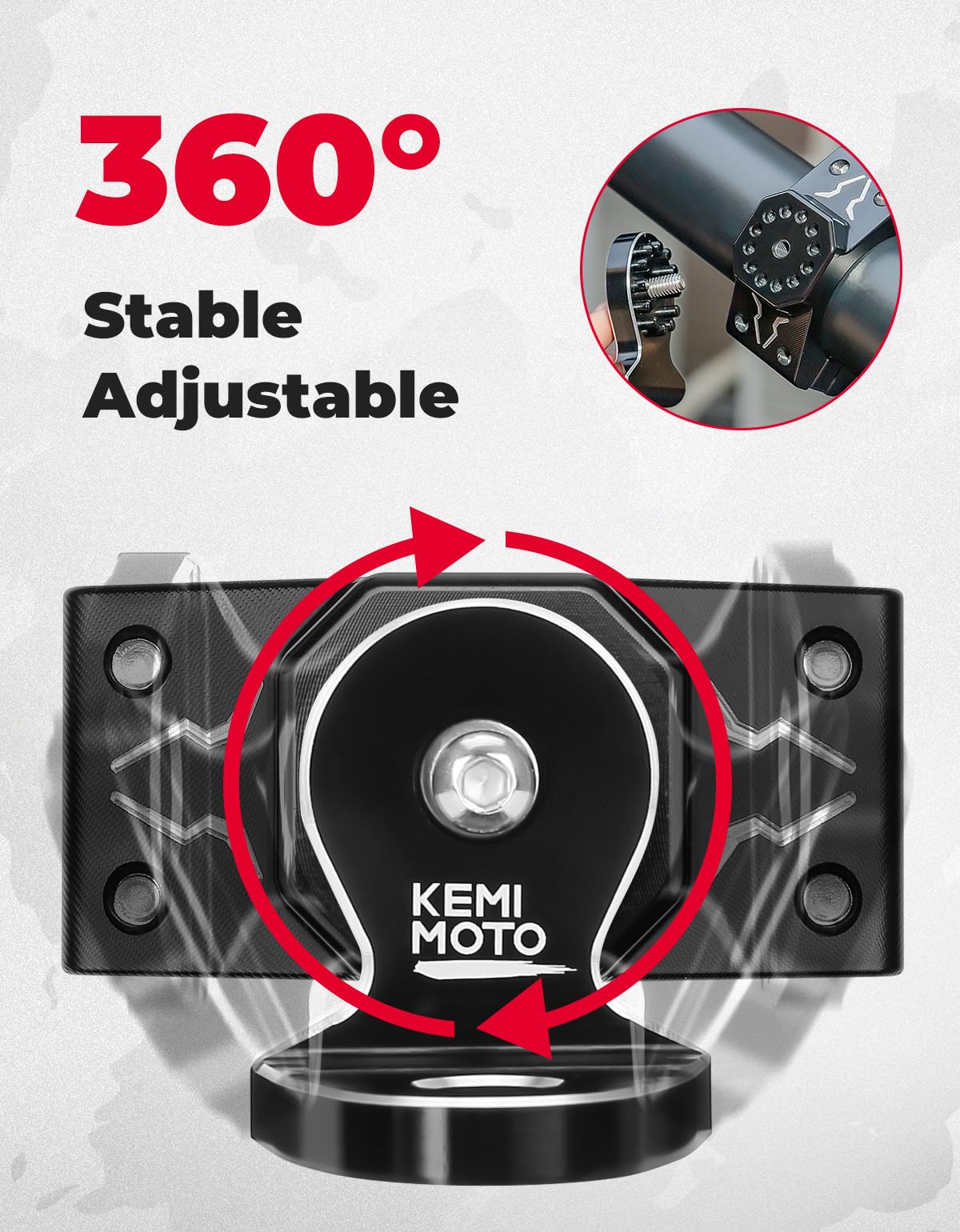 KEMIMOTO showing 360-degree adjustment, flexible aiming benefit