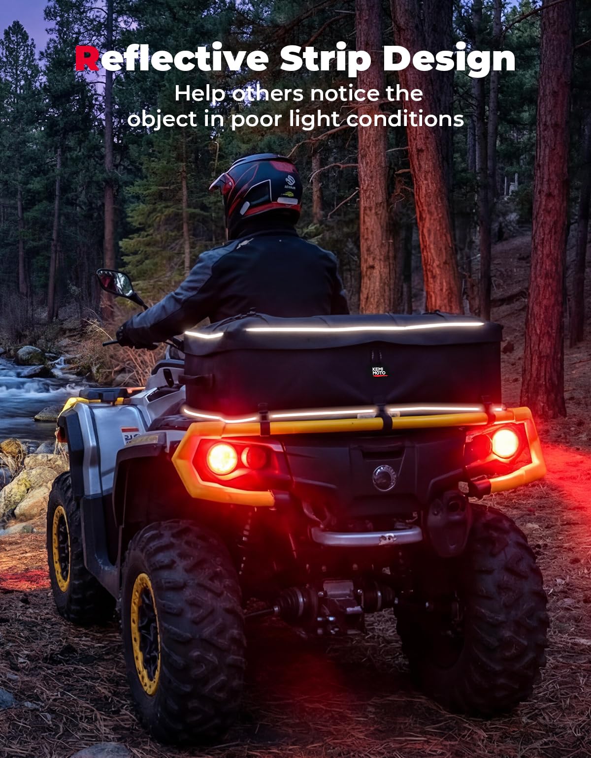 KEMIMOTO reflective strips visible for improved low-light safety