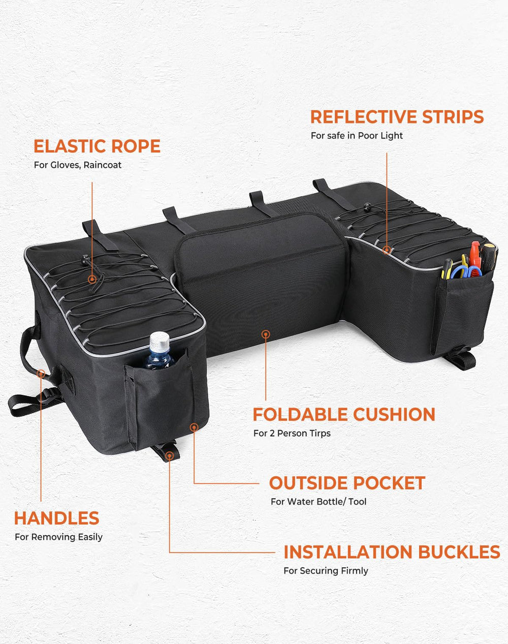 KEMIMOTO side pocket holding a bottle for easy-access storage