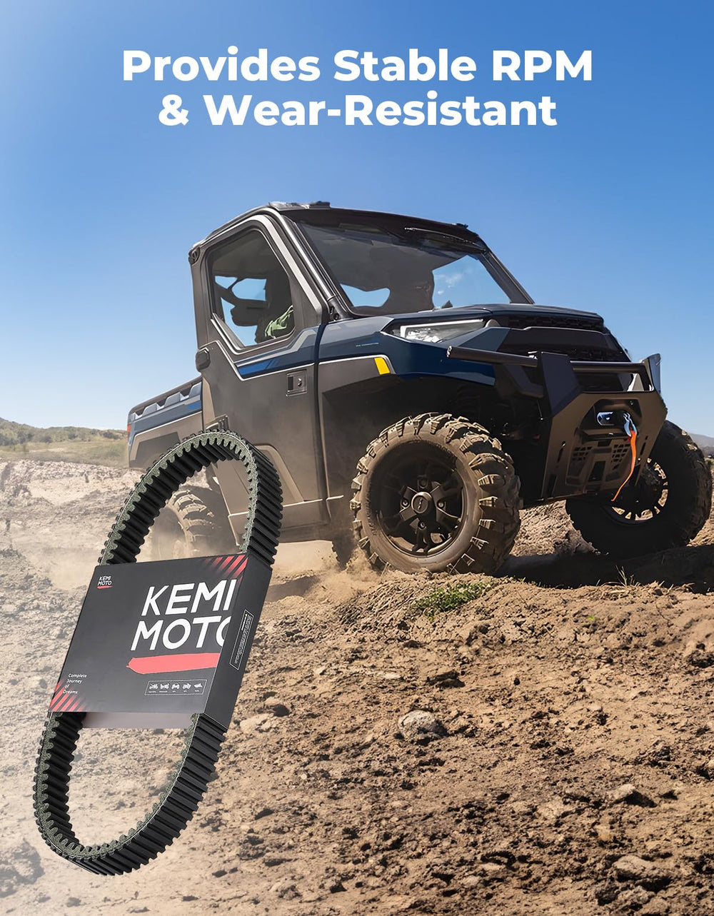 KEMIMOTO close-up of belt teeth highlighting improved grip and efficiency