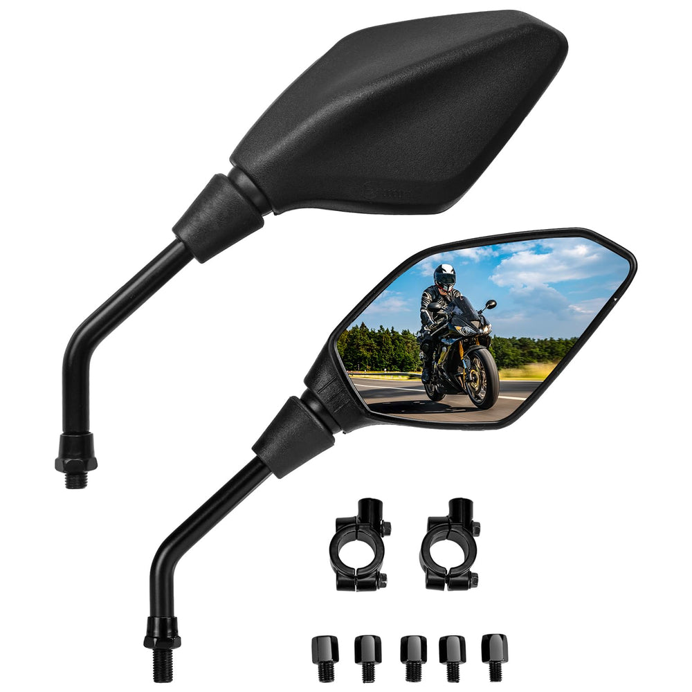 KEMIMOTO front view mirror showing wide reflective surface and improved visibility
