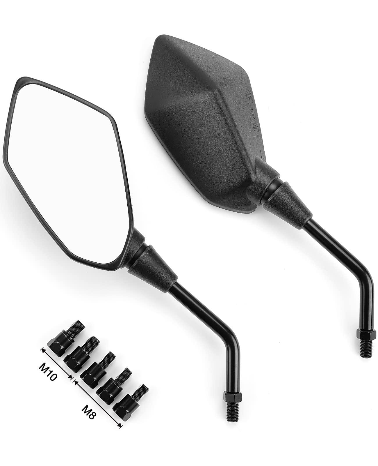 KEMIMOTO front view mirror showing compact durable housing and easy fit benefit