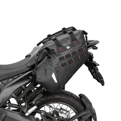 KEMIMOTO front view of saddlebags showing balanced storage benefit
