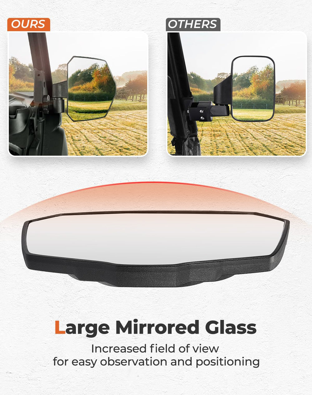 KEMIMOTO installed mirror on Defender improving rear visibility on trails