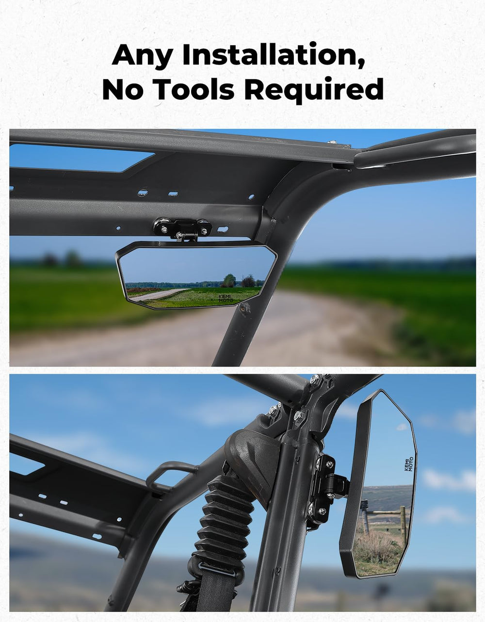 KEMIMOTO mirror mounted on a golf cart roof improving safety