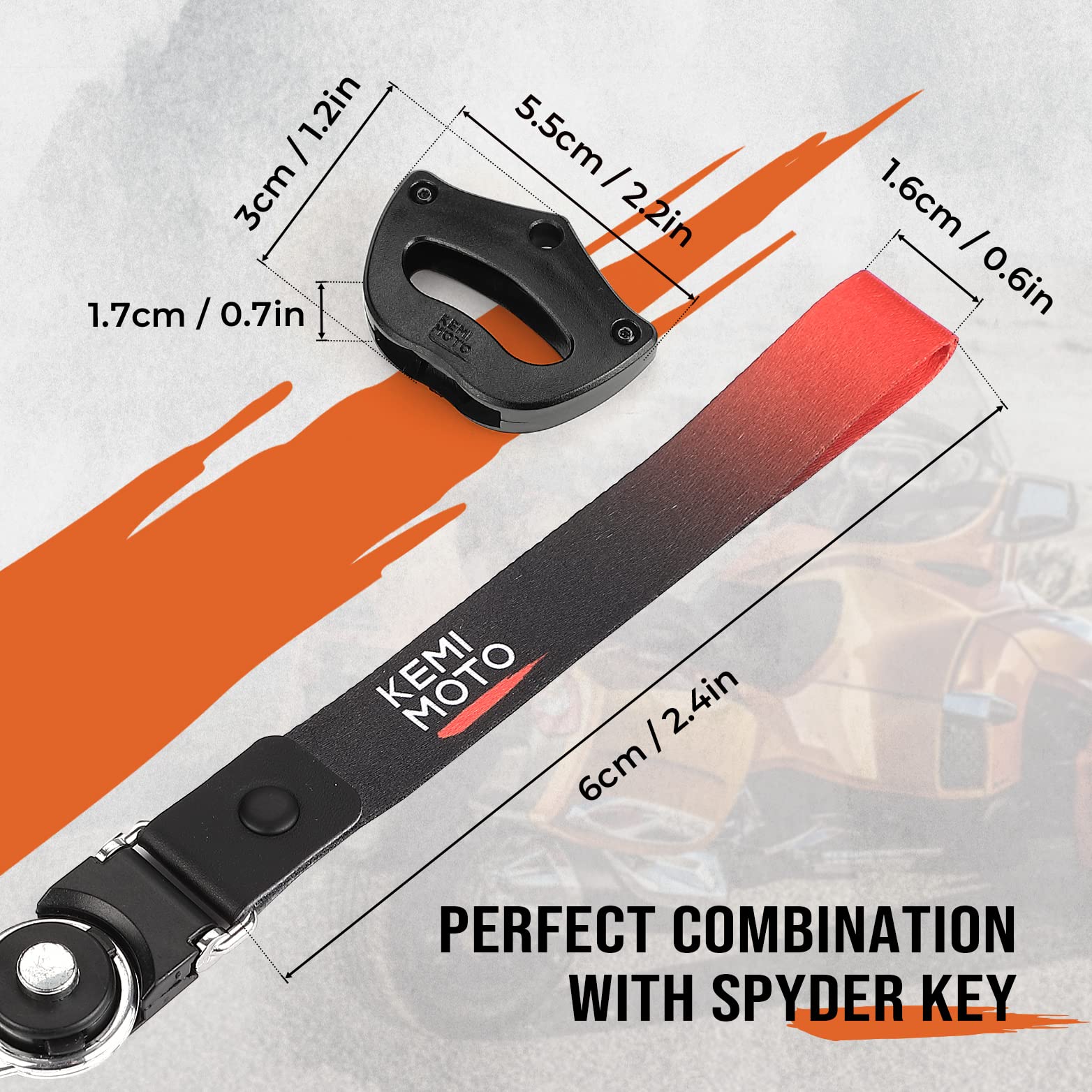 KEMIMOTO mounted on a Can-Am Spyder key demonstrating secure fit and function