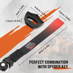 KEMIMOTO mounted on a Can-Am Spyder key demonstrating secure fit and function