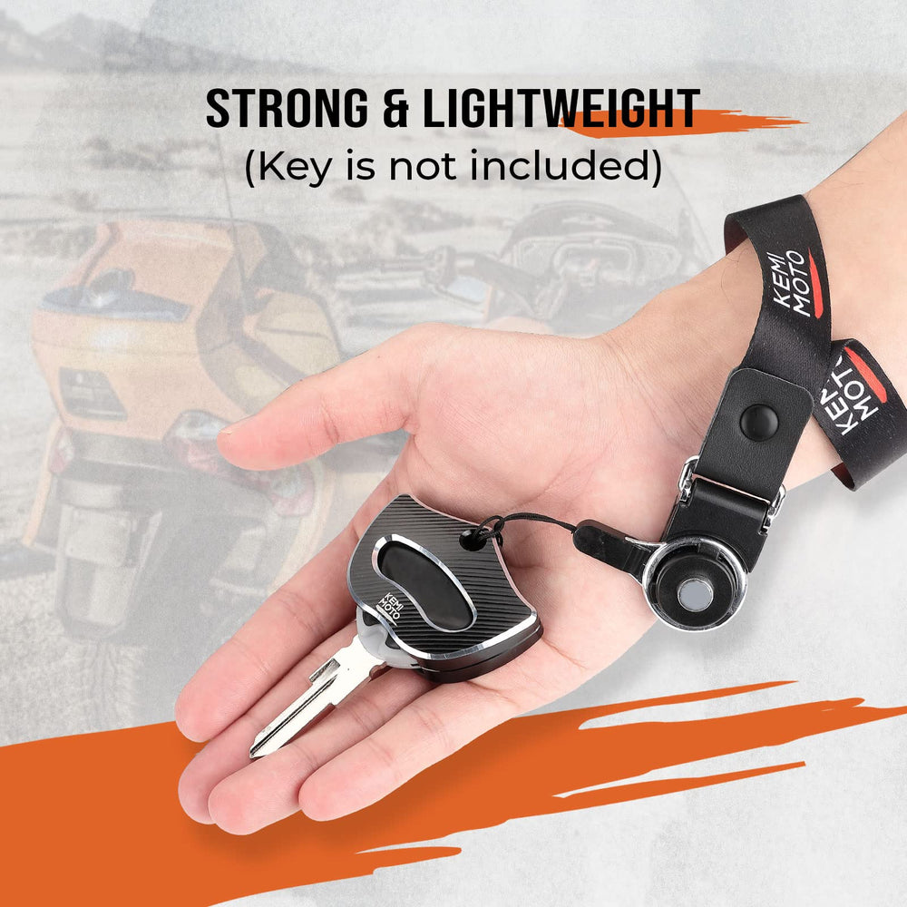KEMIMOTO key holder with matching lanyard demonstrating easy wrist carry