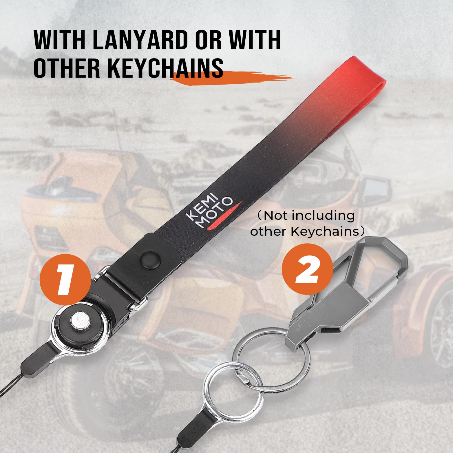 KEMIMOTO key holder with matching lanyard for hands-free carrying convenience
