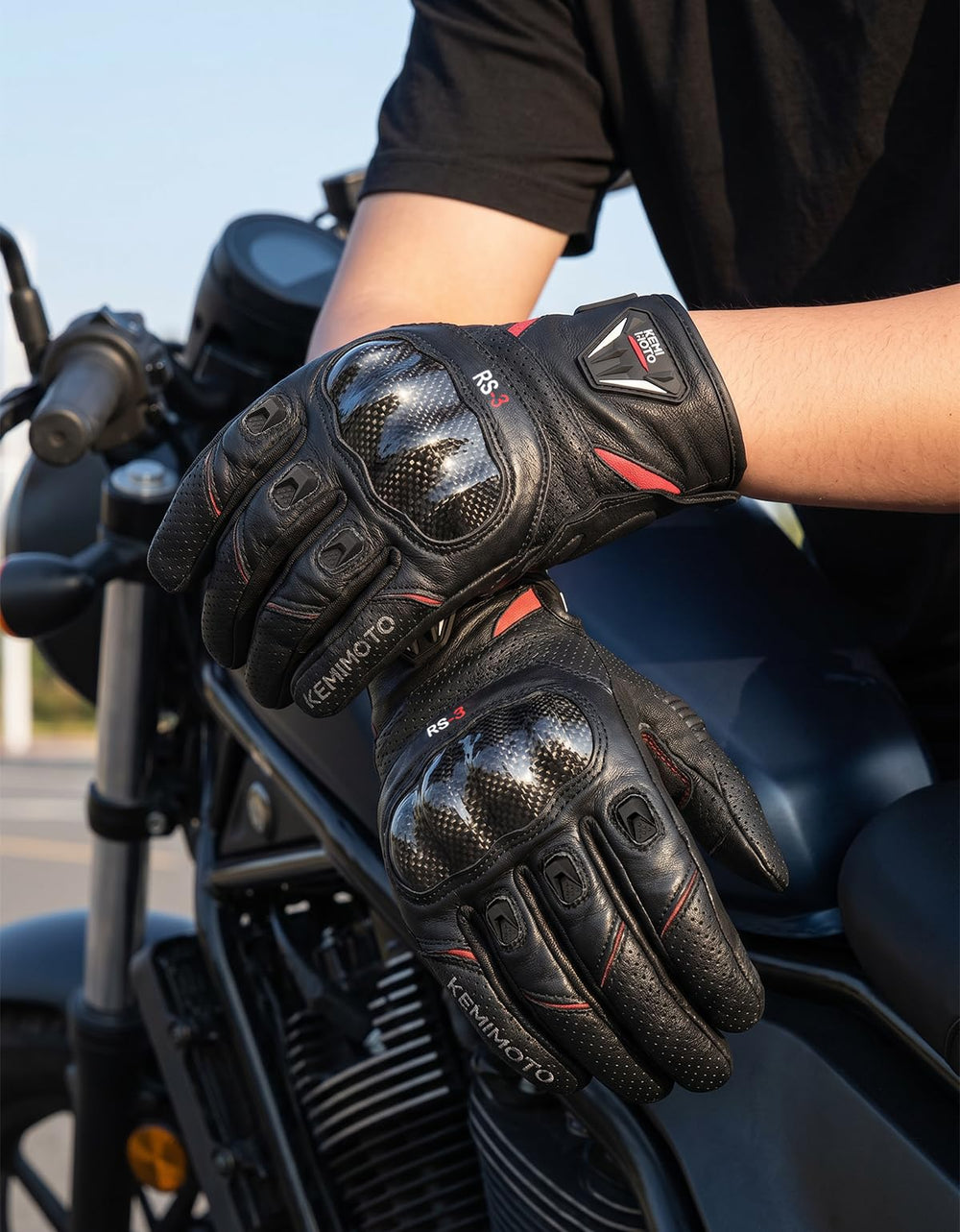 KEMIMOTO glove worn by rider on ATV showing protective performance benefit
