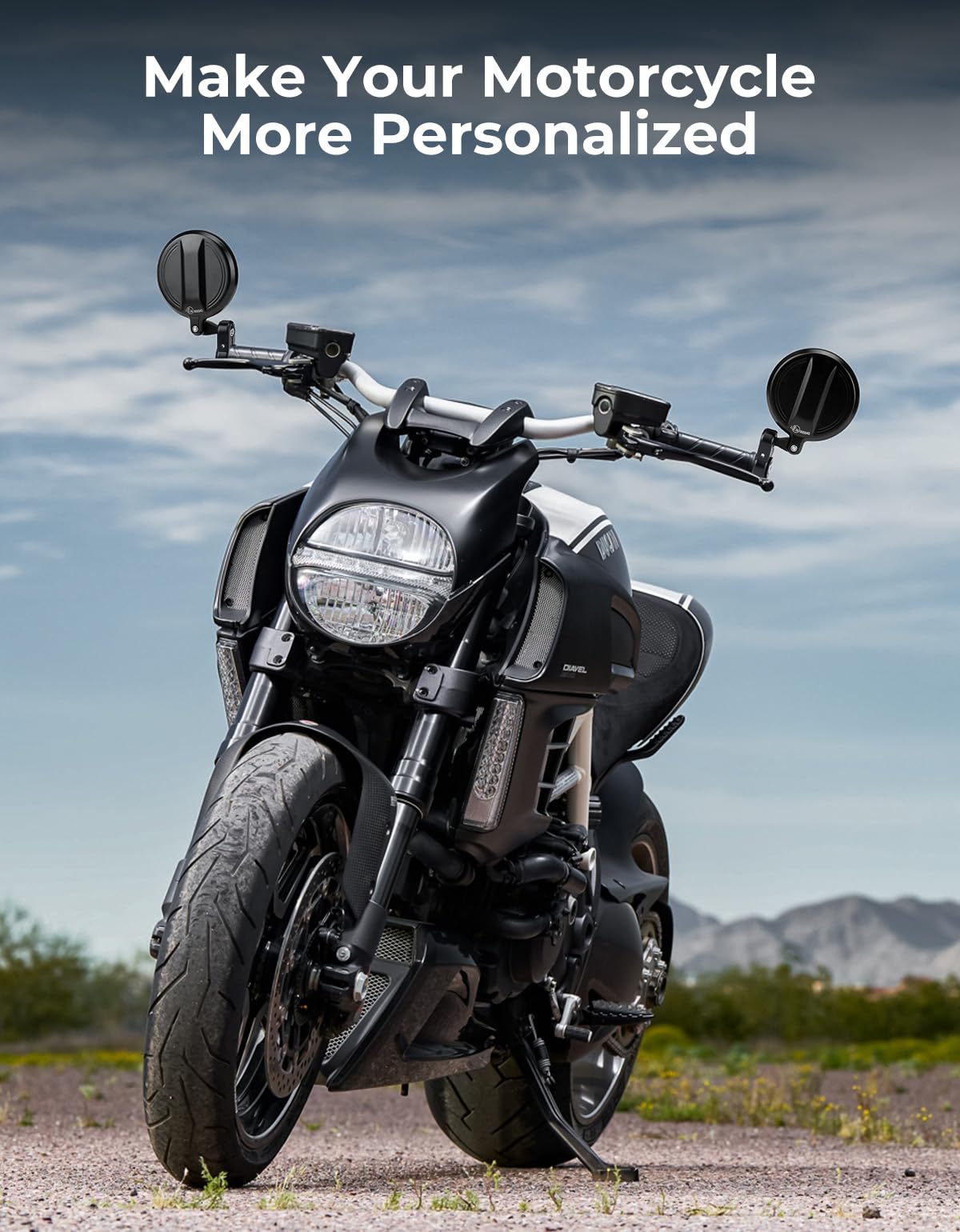 KEMIMOTO mirror on a commuter motorcycle in city environment improving safety