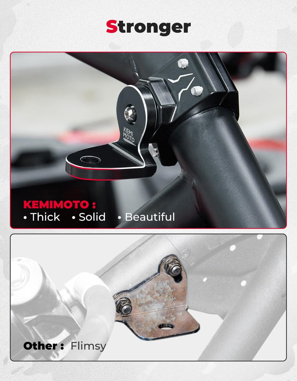 KEMIMOTO mounted LED whip on UTV cage, reliable off-road lighting benefit