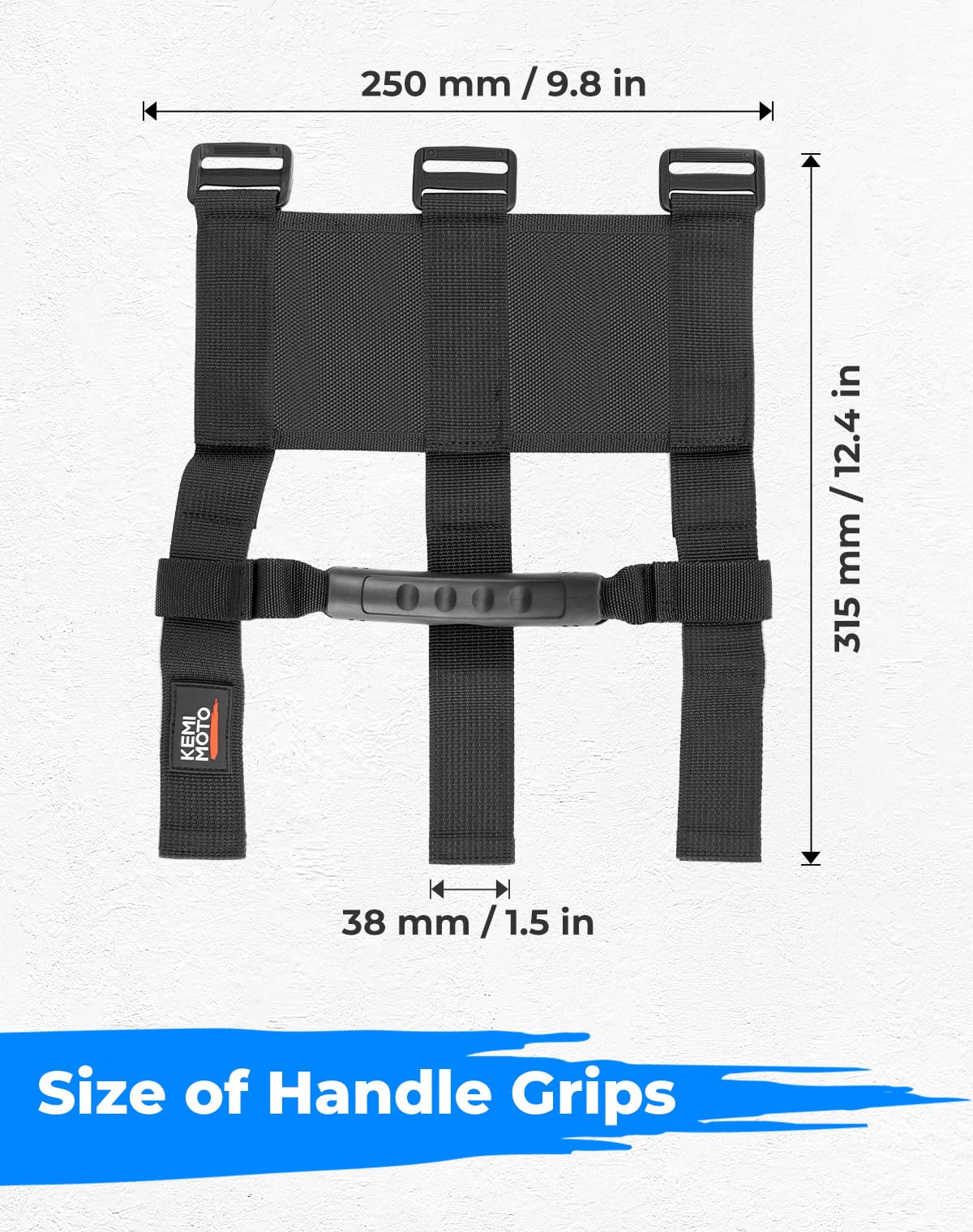 KEMIMOTO Oxford cloth strap with water beading demonstrating weather resistance
