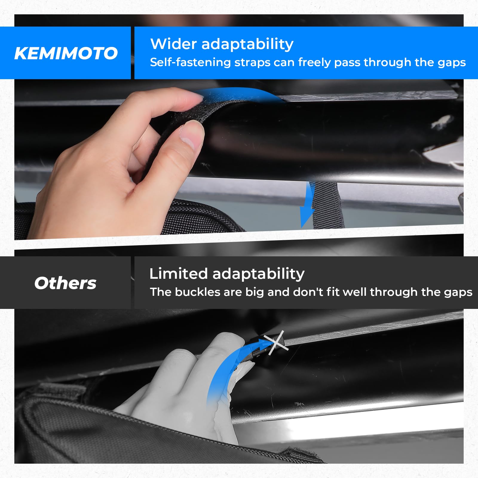KEMIMOTO bag mounted overhead on UTV roll bar for reachable storage