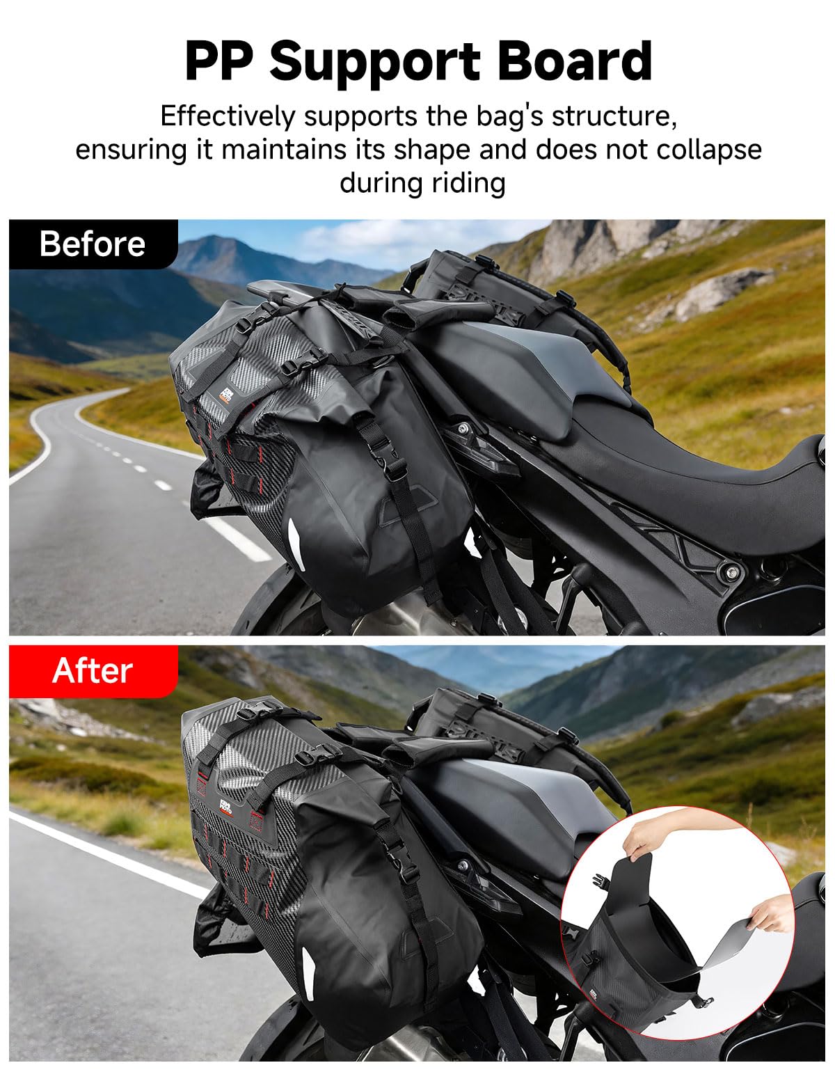 KEMIMOTO scale comparison with helmet to show true bag size