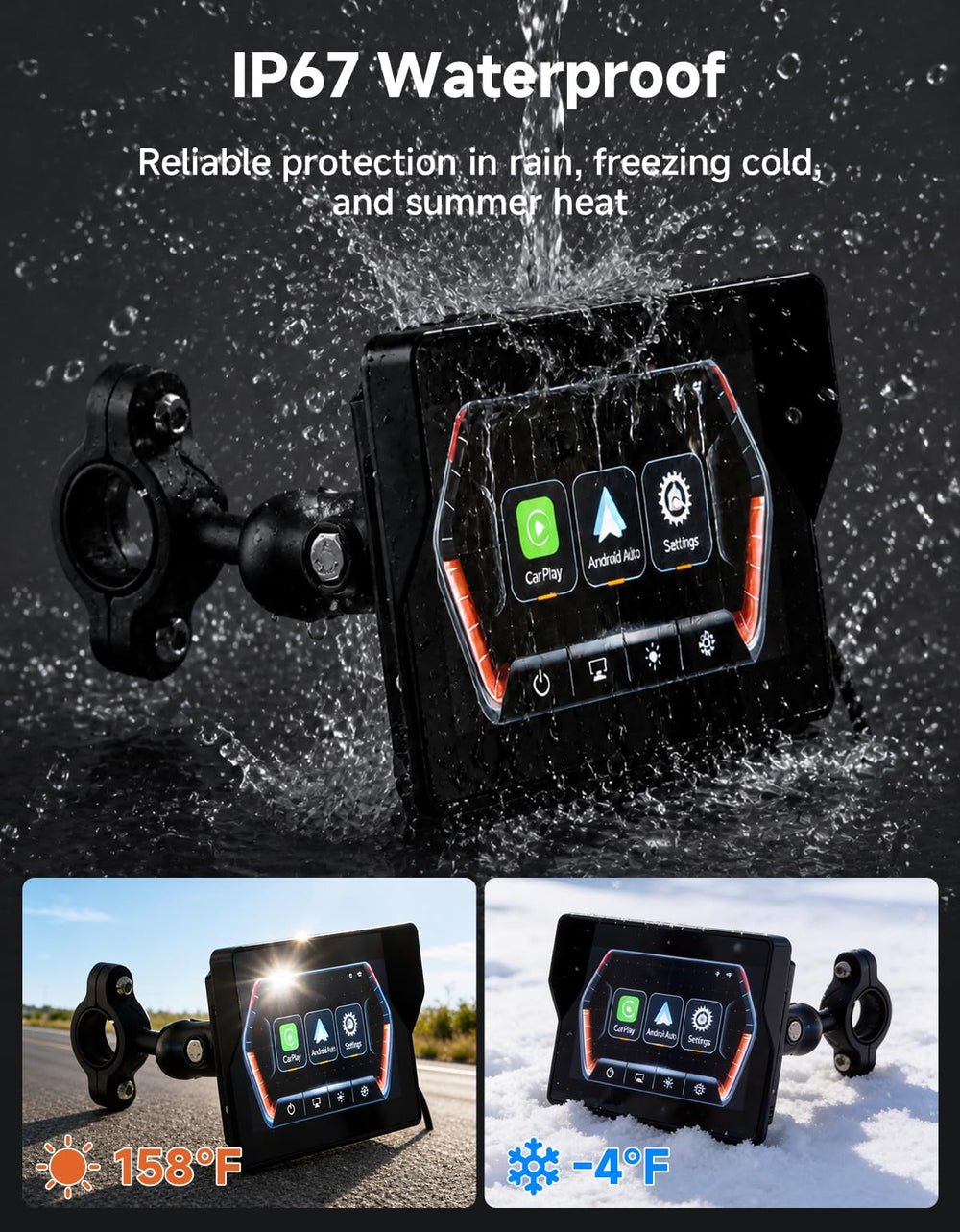KEMIMOTO screen displaying Apple CarPlay navigation for easy access