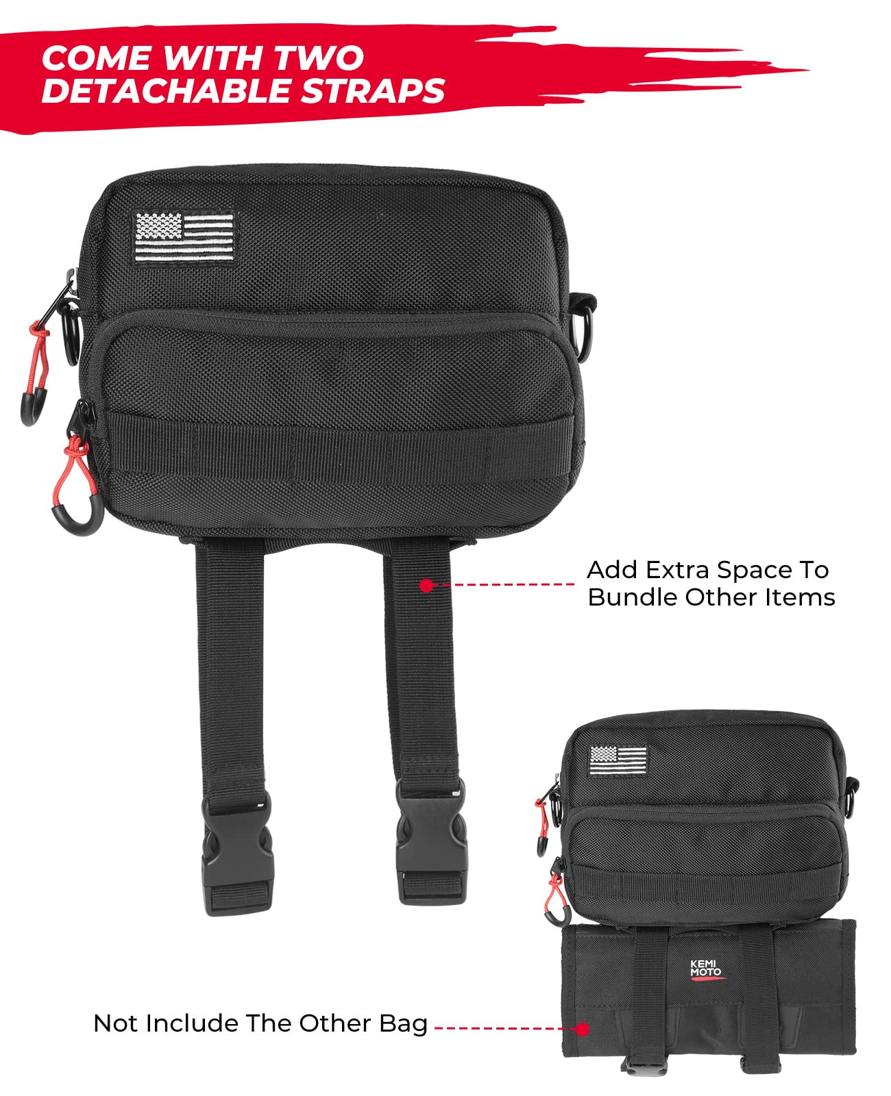 KEMIMOTO bag carried with shoulder strap for off-bike convenience