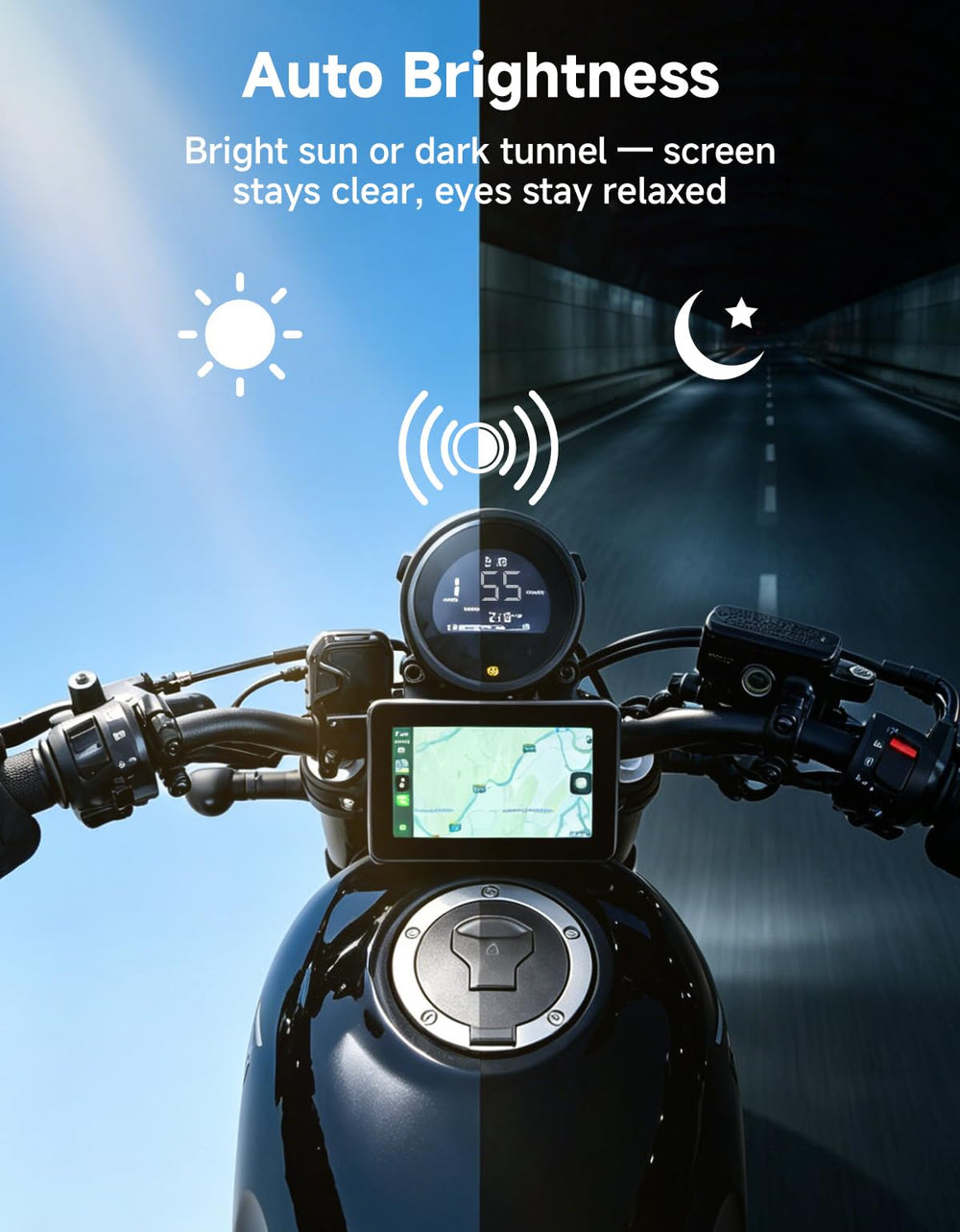 KEMIMOTO side profile showing sunshade and anti-glare benefit