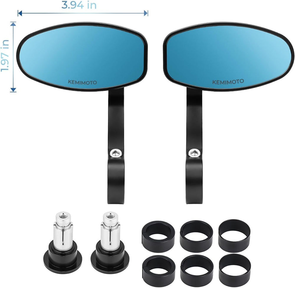 KEMIMOTO mirror beside ruler showing size for accurate fitment benefit