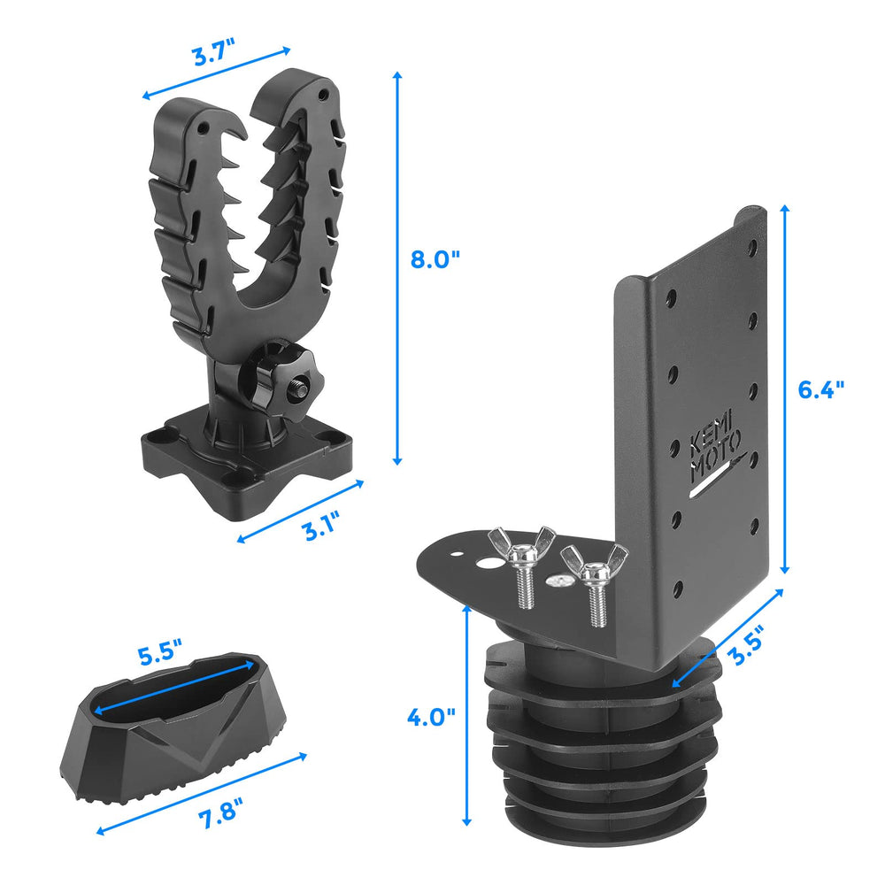 KEMIMOTO size comparison beside ruler showing compact dimensions and fitment