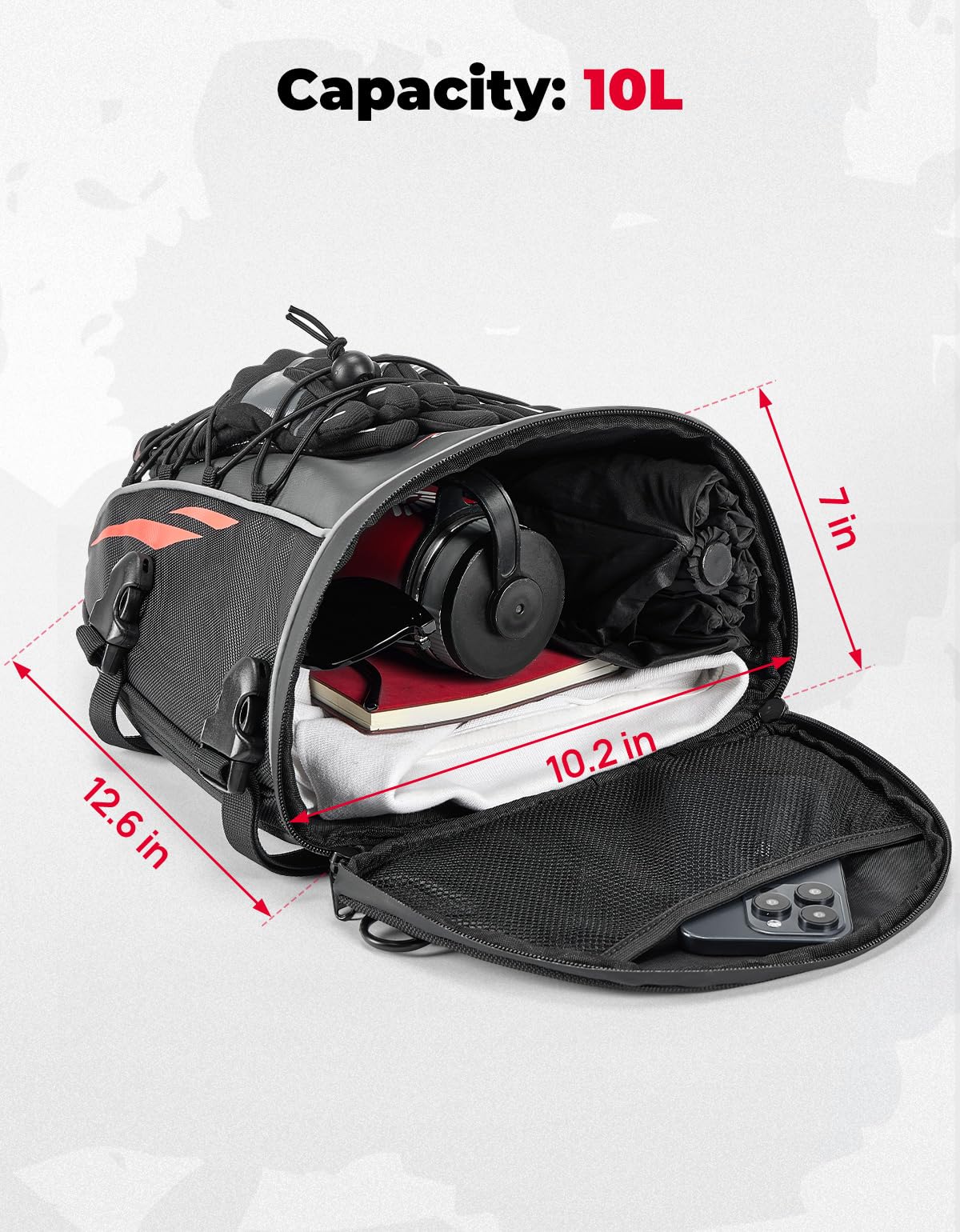 KEMIMOTO tail bag side profile mounted on rear rack illustrating stable fit