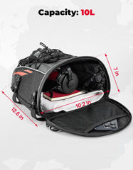 KEMIMOTO bag side profile highlighting buckles and adjustable straps benefit