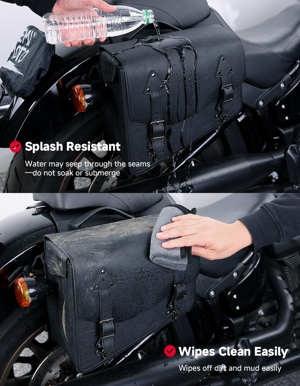 KEMIMOTO PU leather texture close-up highlighting durable finish