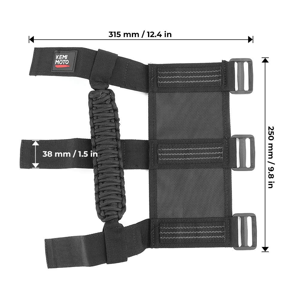 KEMIMOTO top-down view of handles mounted on roll bar for correct placement
