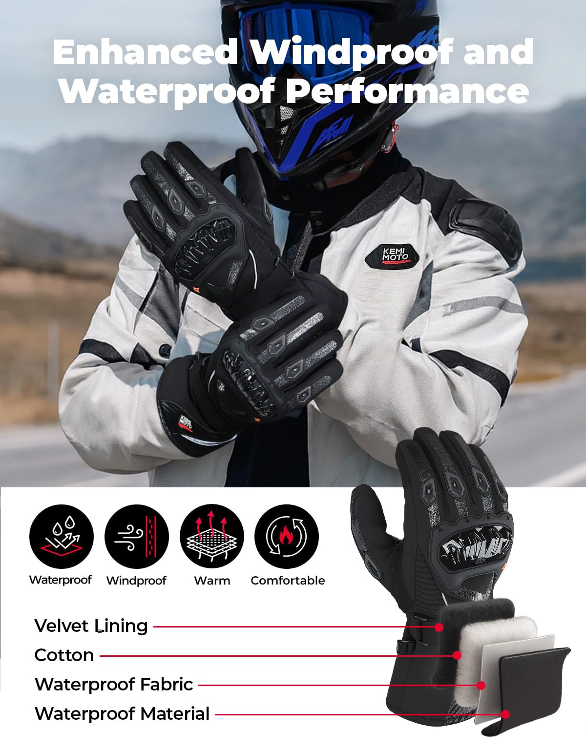 KEMIMOTO touchscreen tips on fingers for device use while riding