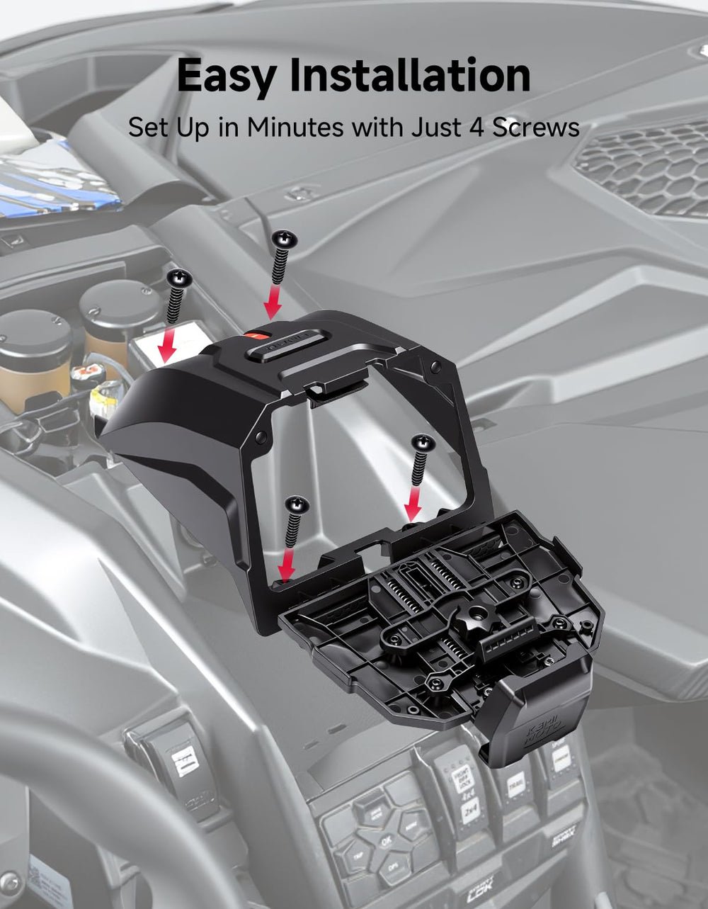 KEMIMOTO lifestyle shot on trail highlighting durable secure mounting