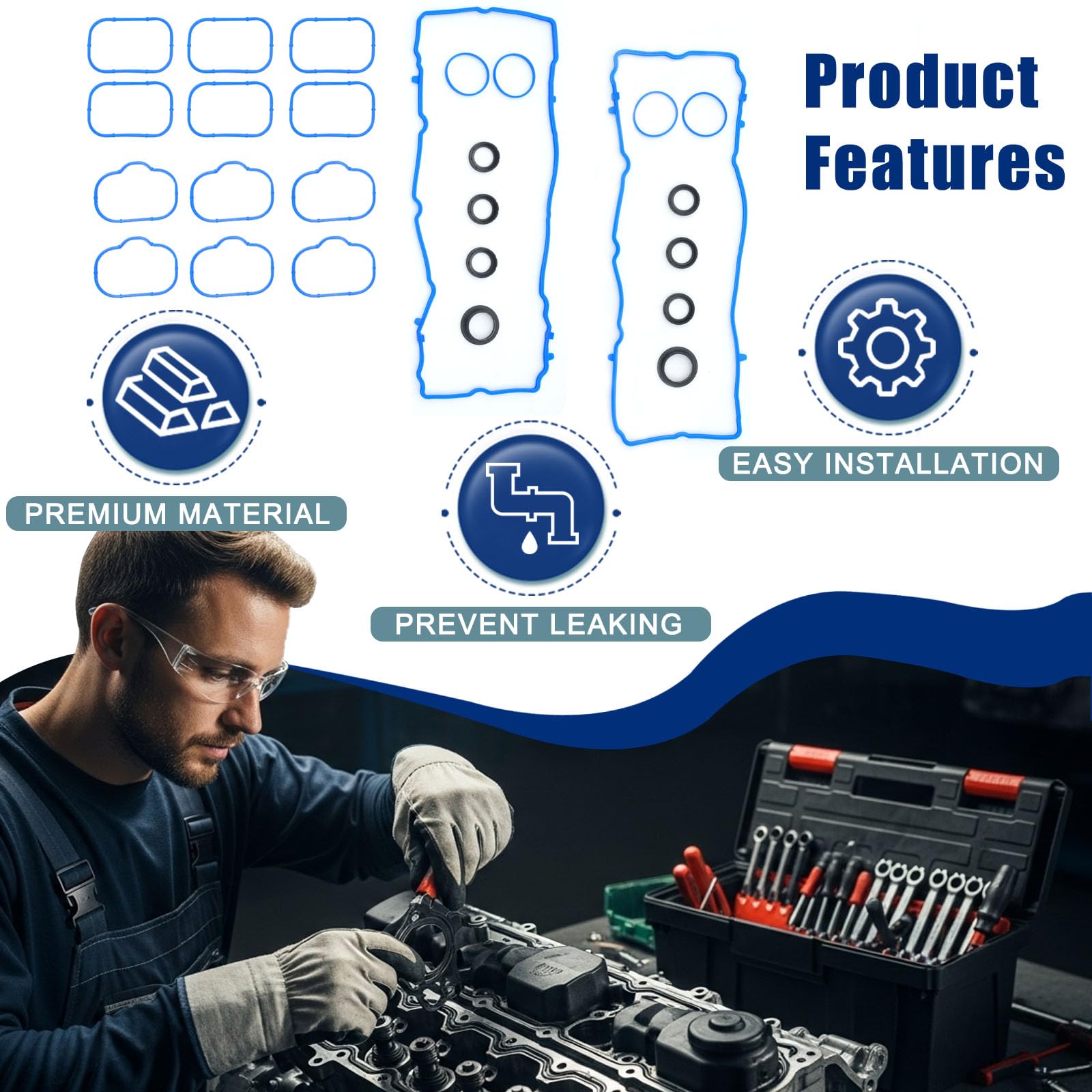 KERAIDMOTO gasket next to ruler demonstrating compact size and accurate fitment
