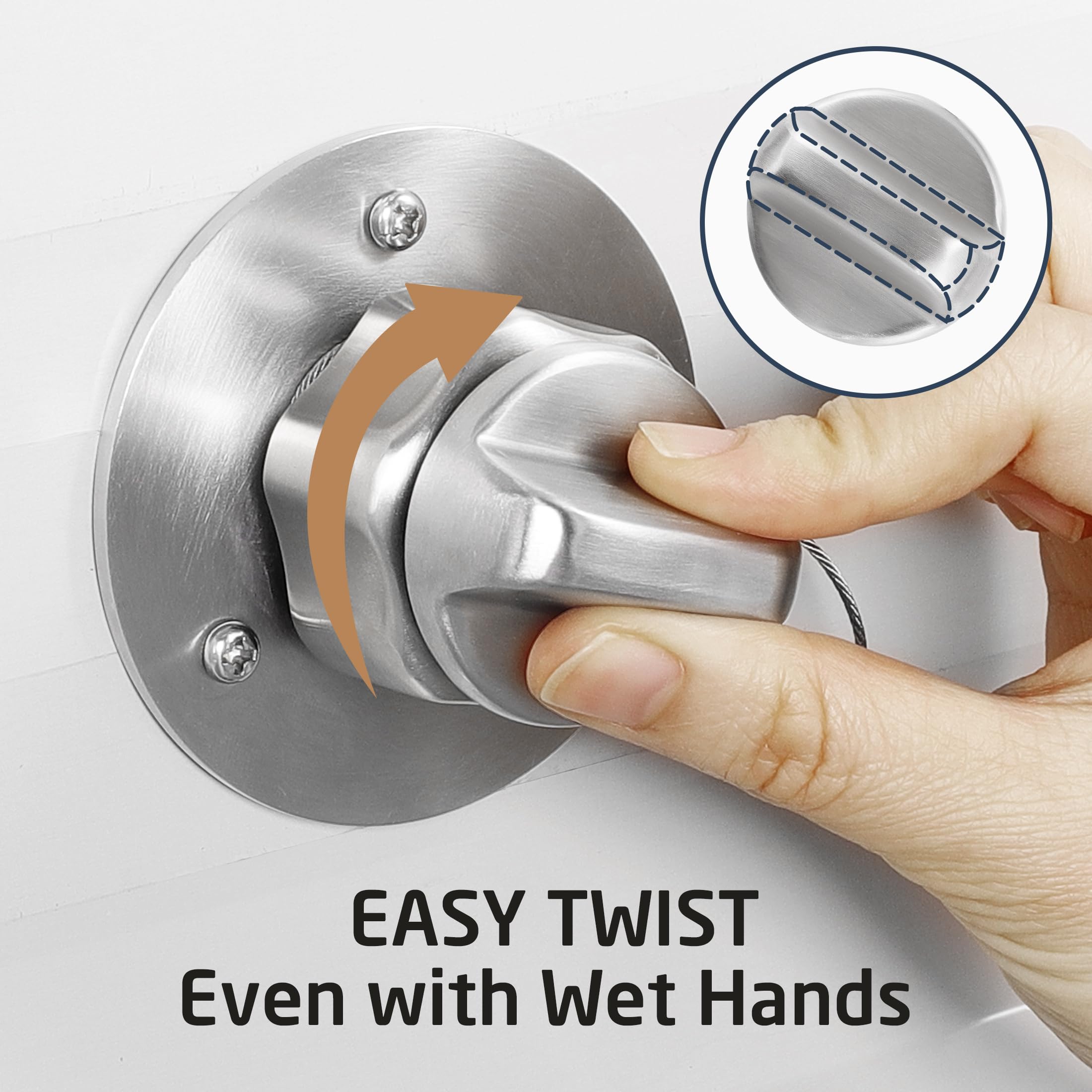KES brushed stainless finish close-up, resists fingerprints and water stains