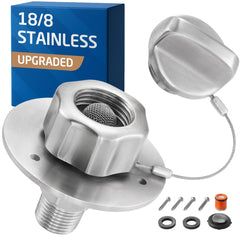 KES front view of inlet showing brushed stainless finish and mount, durable appearance