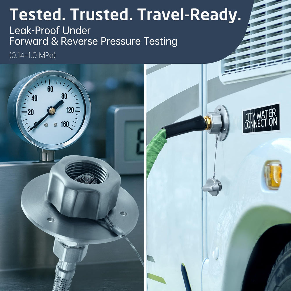 KES threads and 3-inch flange side view, ensures secure RV plumbing fit