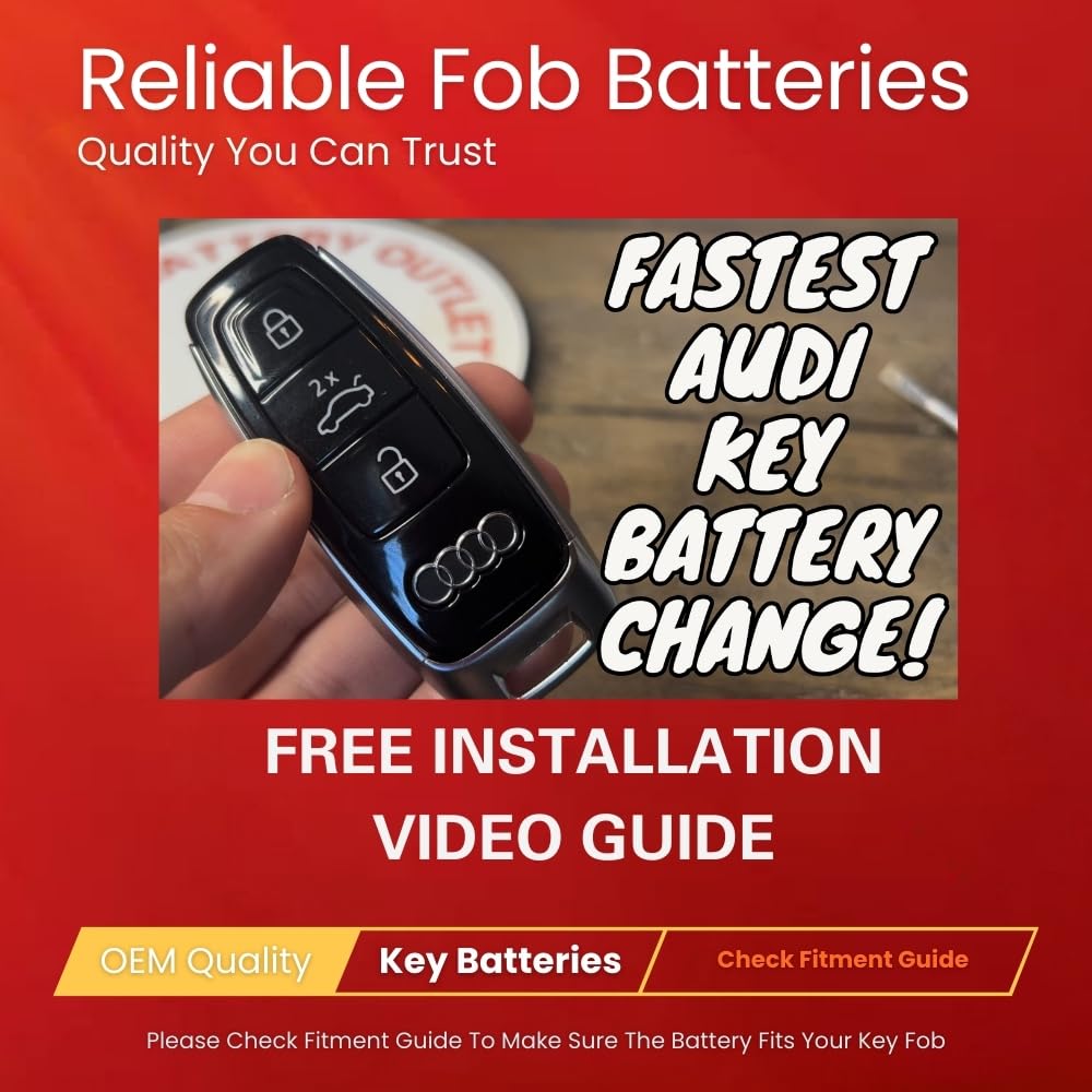 Open Audi key fob with a new Key Battery Outlet CR2032 seated correctly, preventing poor contact