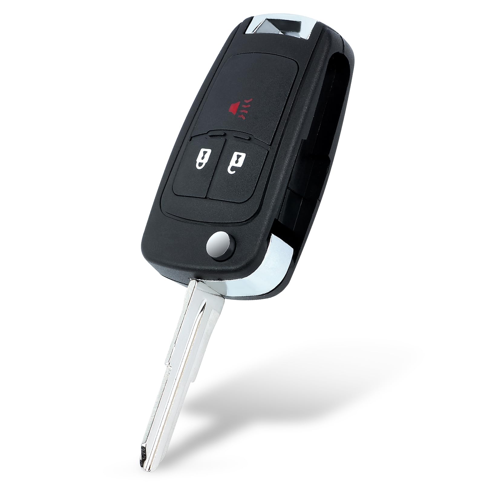Keyecu remote with uncut key blade beside ruler for size and scale